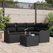 Set Divano da Giardino con archiviazione 5 pcs Beige polyrattan 3354362