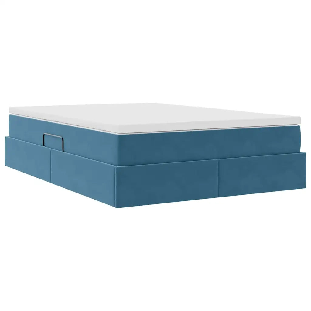 Letto con contenitore e materasso Blu Scuro 140 x 190 cm