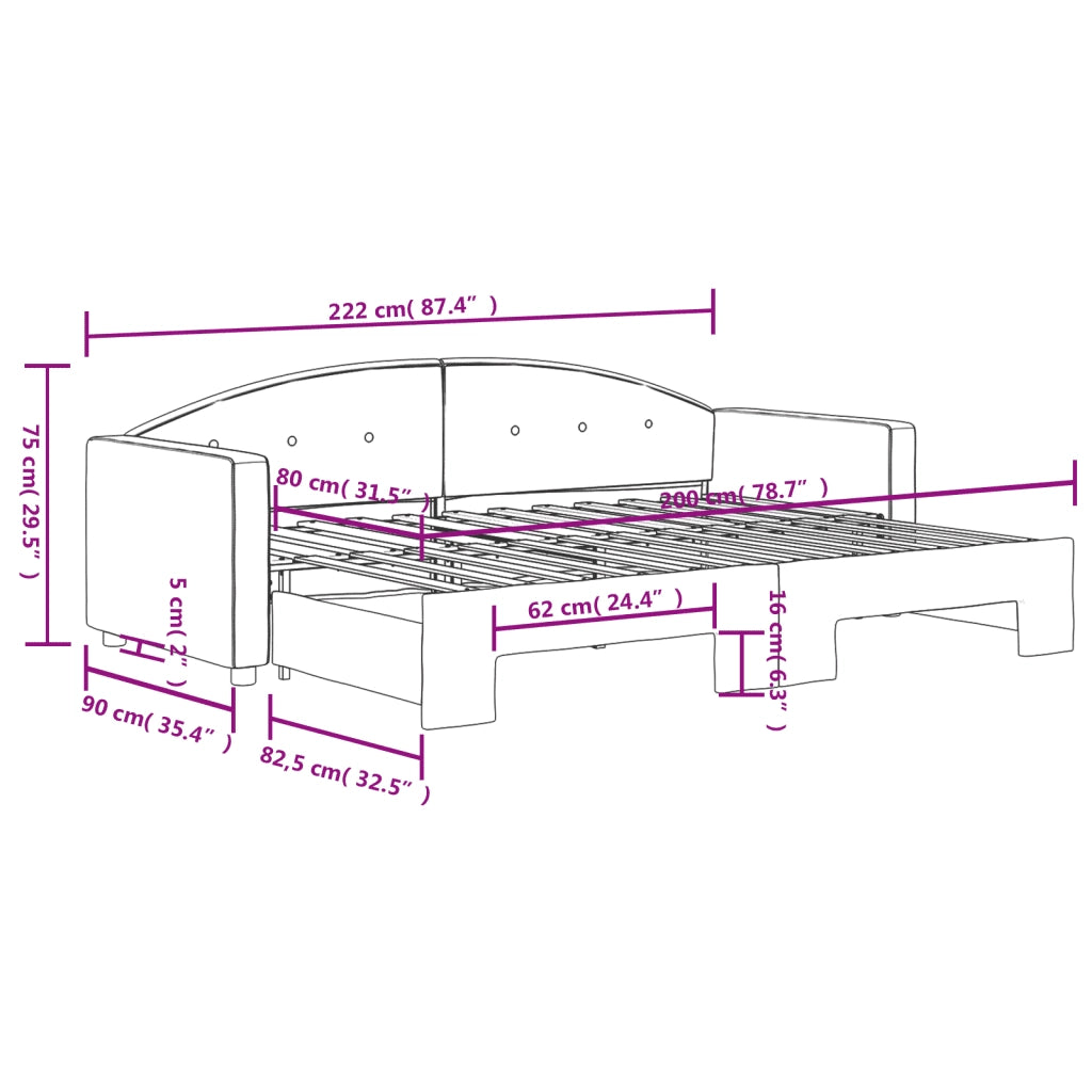 Divano Letto con Letto Estraibile-Sofa Letto-Daybed Grigio Chiaro 80x200 Velluto 109713