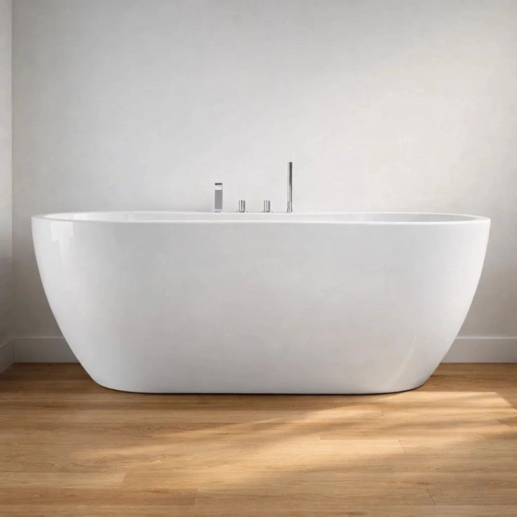 Vasca da bagno free standing ovale acrilico bianco lucido 3 misure h 60 cm *** misure 150x80x60 cm, confezione 1