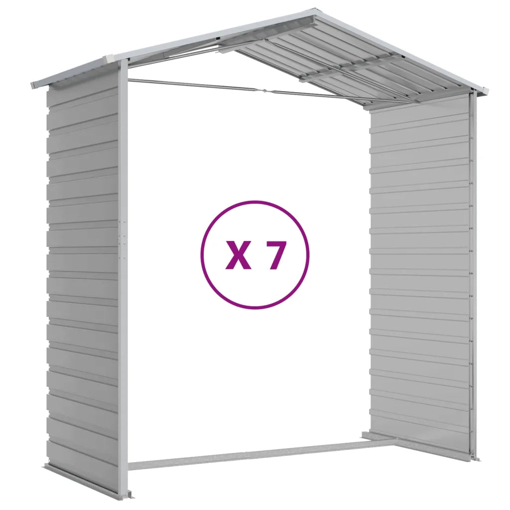 Capanno da Giardino Grigio Chiaro 191x640x198cm Acciaio Zincato