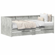 Letto singolo | Letto per adulti | Letto Giorno con cassetto Grigio 90 x 200 cm Legno multistrato