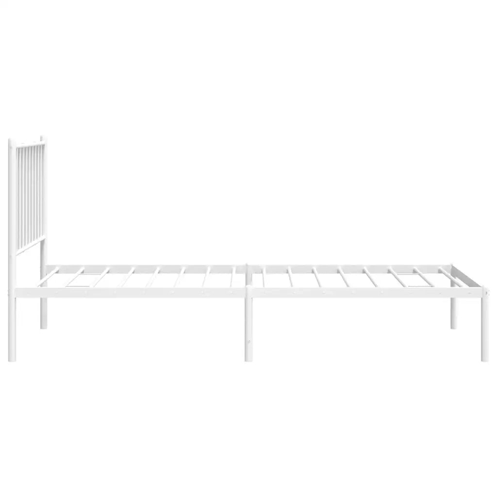 Letto singolo | Letto per adulti | Giroletto senza Materaso con Testiera Metallo Bianco 75x190 cm