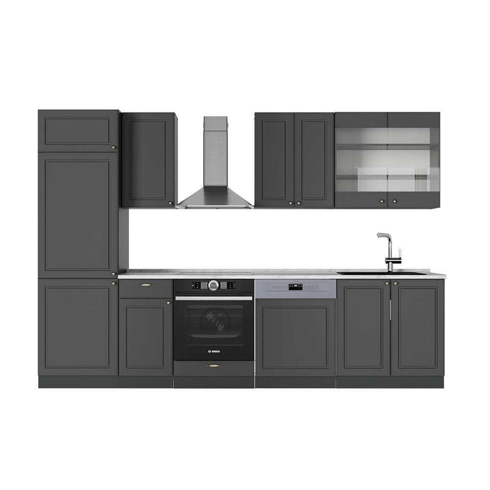 Cucina componibile Fame-Line Oro-antracite rustico/Antracite 300 cm, PL Marmo Vicco