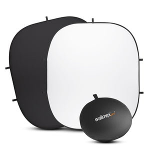 Fondale fotografico pieghevole 2in1 bianco/nero 200 x 230 cm, con anello elastico e borsa da trasporto, per studio fotografia