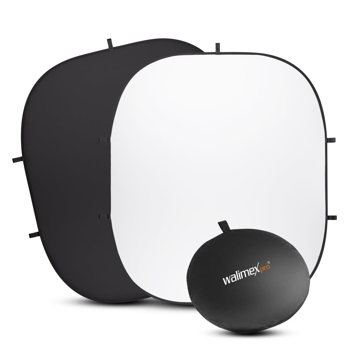 Fondale fotografico pieghevole 2in1 bianco/nero 200 x 230 cm, con anello elastico e borsa da trasporto, per studio fotografia