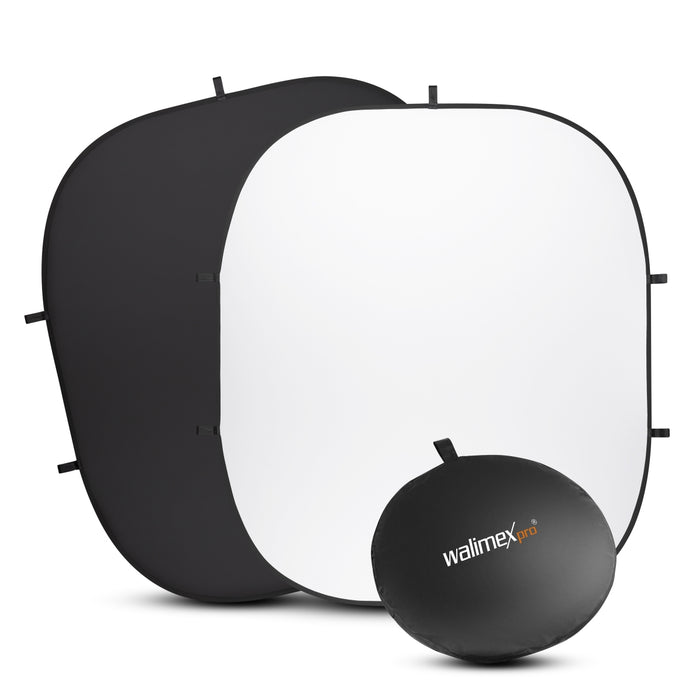 Fondale fotografico pieghevole 2in1 bianco/nero 200 x 230 cm, con anello elastico e borsa da trasporto, per studio fotografia