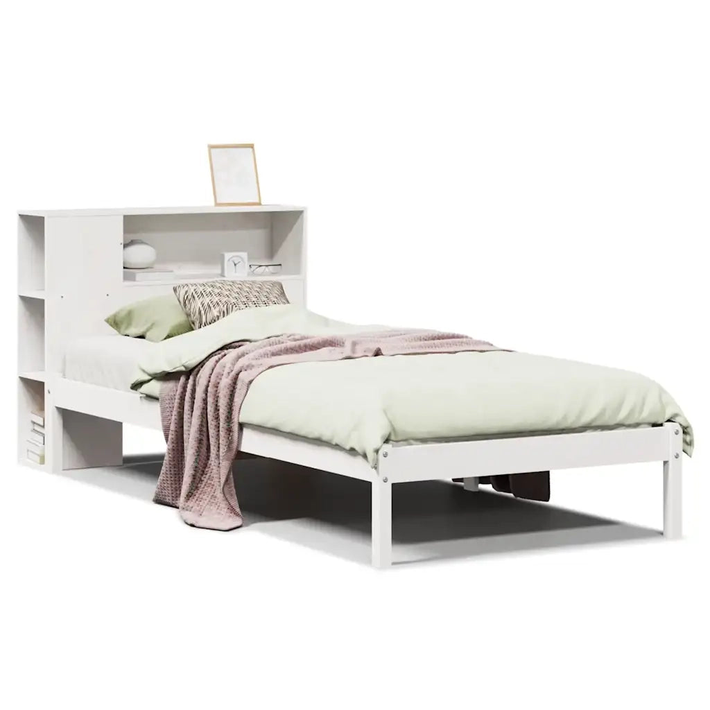 Letto con Libreria senza Materasso 75x190 cm in Legno Pino