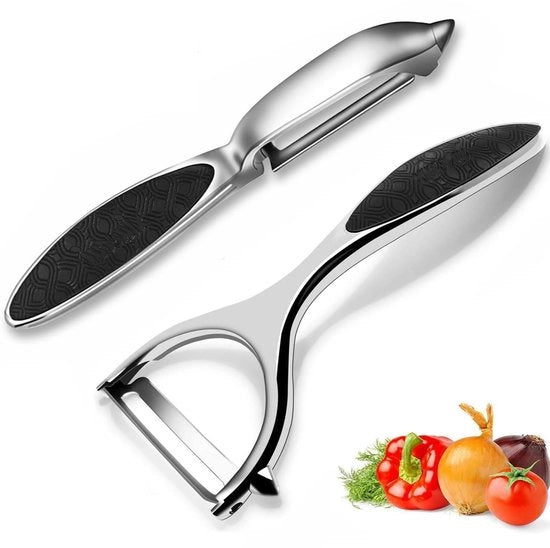 Strumento per sbucciare patate a Y a doppio taglio in acciaio inossidabile - progettato ergonomicamente - 2 pezzi - prodotto sostenibile