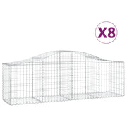 Set di 8 gabbioni ad arco per recinzione gabbia o muro di contenimento 200 x 50 x 60/80 cm ferro zincato argento 02_0041184