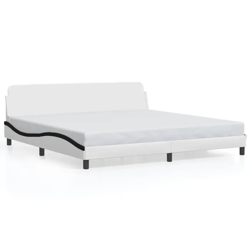 Giroletto con Testiera Bianco e Nero 200x200 cm in Similpelle