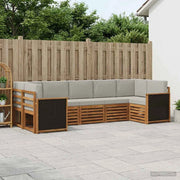 Set di divani da esterno 6 pz Naturale e Grigio Chiaro 3384792