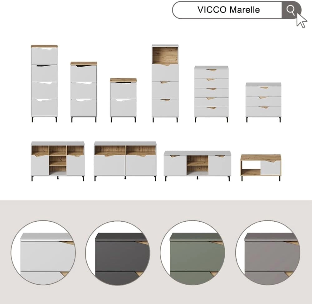 Credenza Marelle, Antracite/Artisan, 140 x 81.3 cm con 2 porte