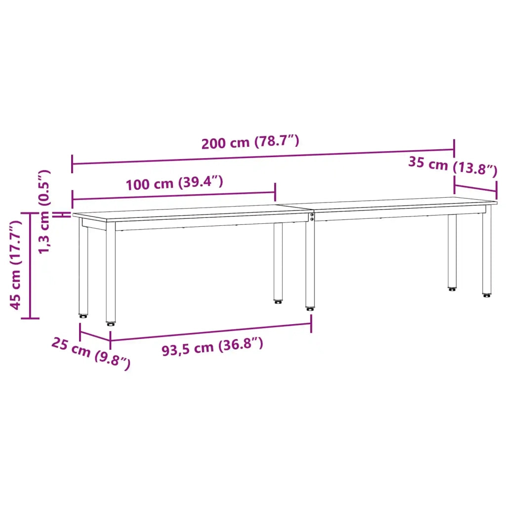 panchina Bianco 200 x 35 x 45 cm Pino massello 892778