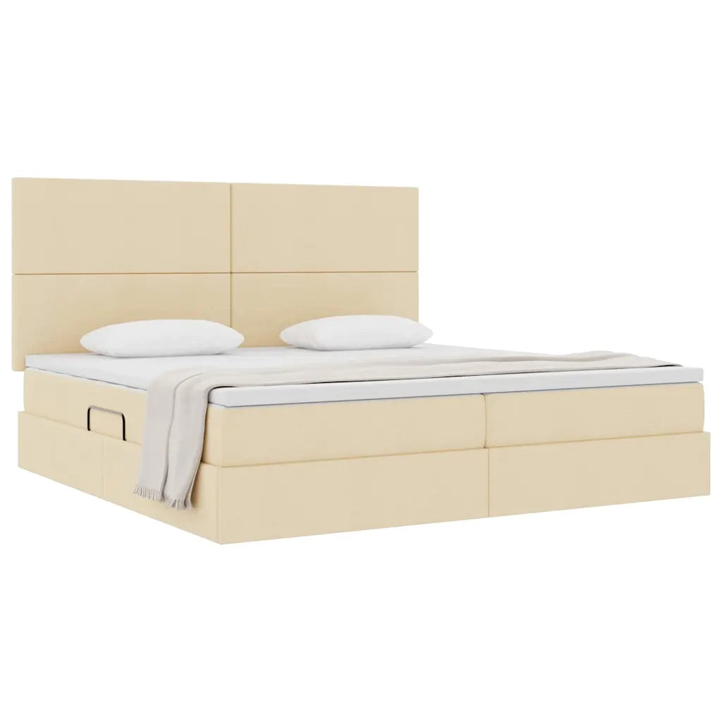 Letto con contenitore e materasso Crema 200 x 200 cm Poliestere