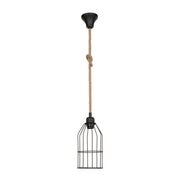 Lampada a sospensione in metallo nero e corda Halat ASZ0549