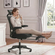 Chaise de bureau ergonomica pieghevole con supporto lombare e poggiatesta 3D in schiuma nera 65 × 61 × 40,5 cm