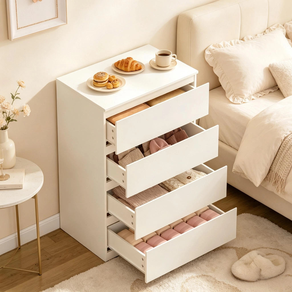 CASSETTIERA 4 cassetti 60 x 90 x 40 cm Bianco in legno