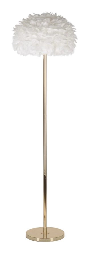 Lampada da Terra Feathers Slim Bianca Ø43x170 cm in Ferro e Plastica Bianco e Oro