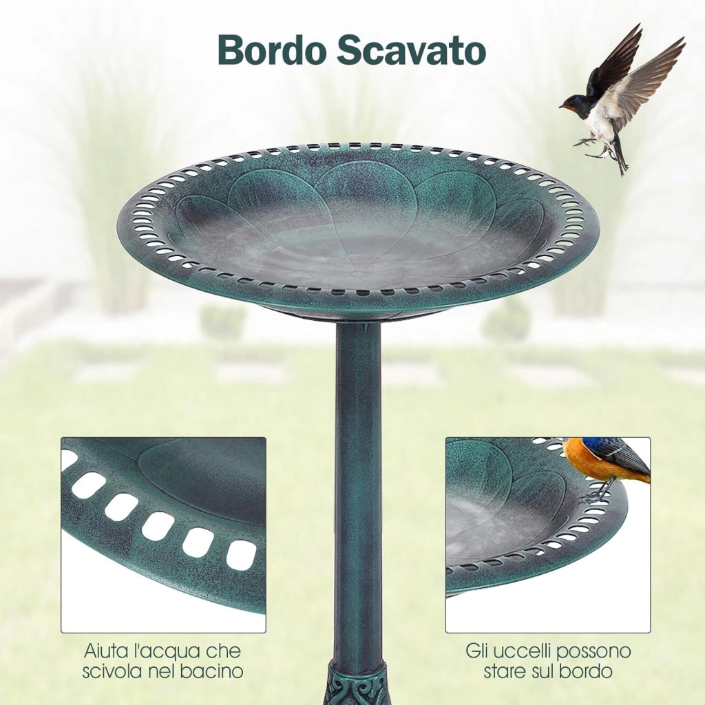 Mangiatoia per Uccelli, Vasca per Uccelli Autoportante da Esterno con Supporto, Stazione di Alimentazione per Uccelli per Balcone Giardino Cortile Patio (Verde)