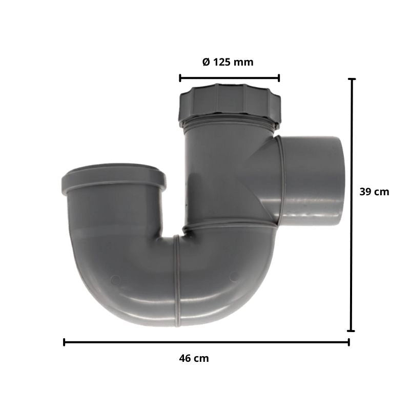 Sifone Verticale Aperto in Polipropilene : Diametro - 125 mm ( tappo Ø 125 mm)