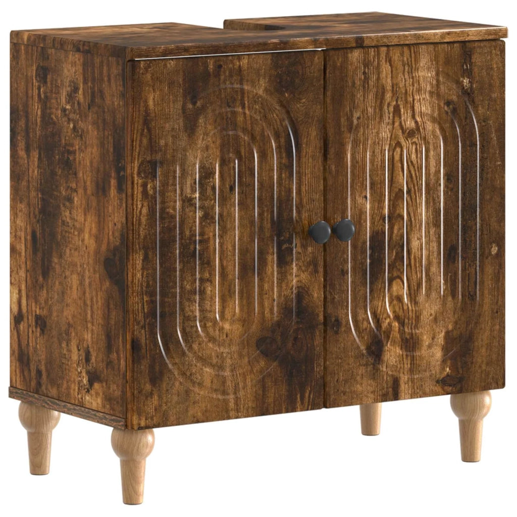 Armadio per Lavabo da Bagno ALKMAAR Rovere Fumo 896130