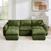 DIVANO Modulare a U 264x160 cm in Chenille Verde