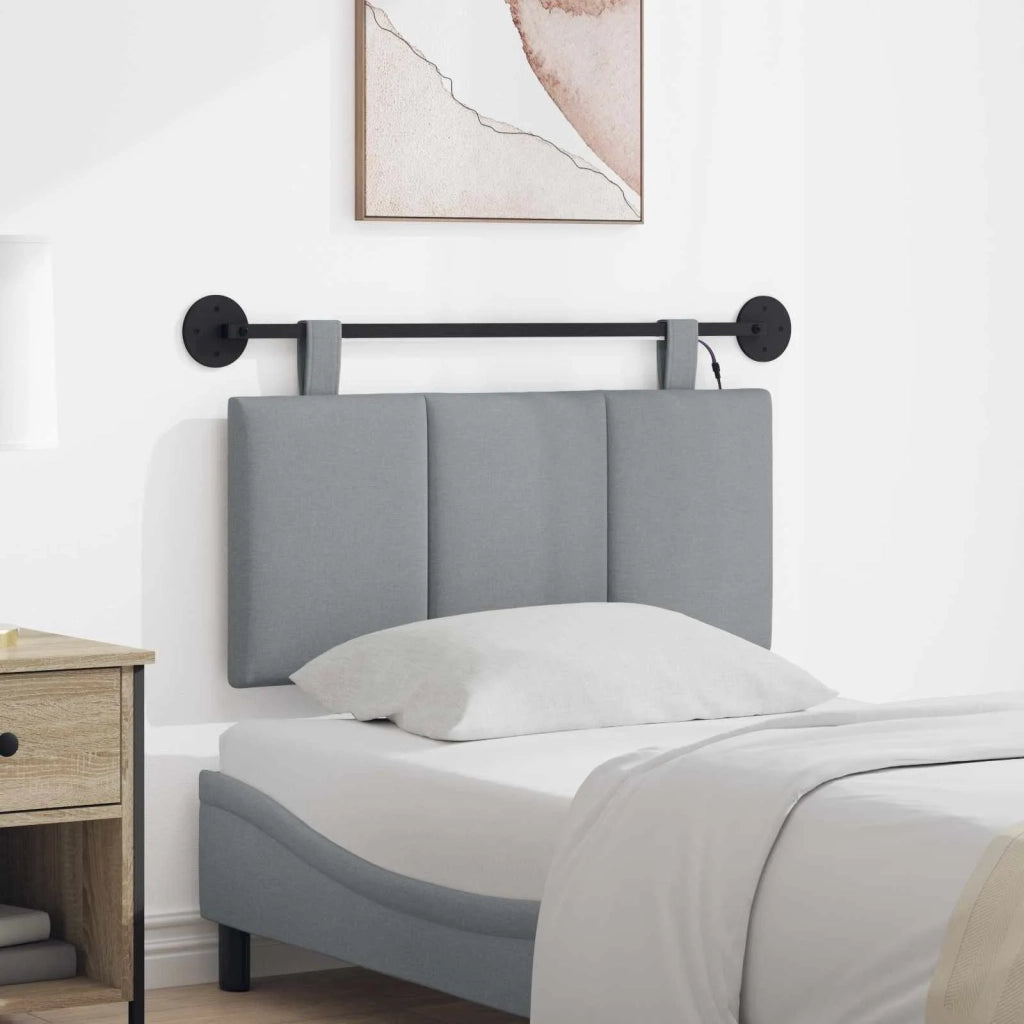 Testiera sospesa Con luce LED Grigio Chiaro Tessuto