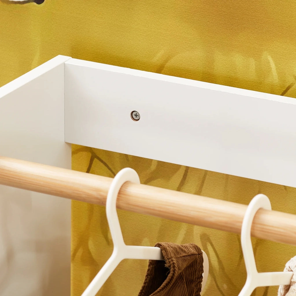 SoBuy Mobile per Bambini con Appendiabiti, Giardaroba per Bambini con scatole, Armadio per bambini, Bianco 94x35x110cm KMB110-W