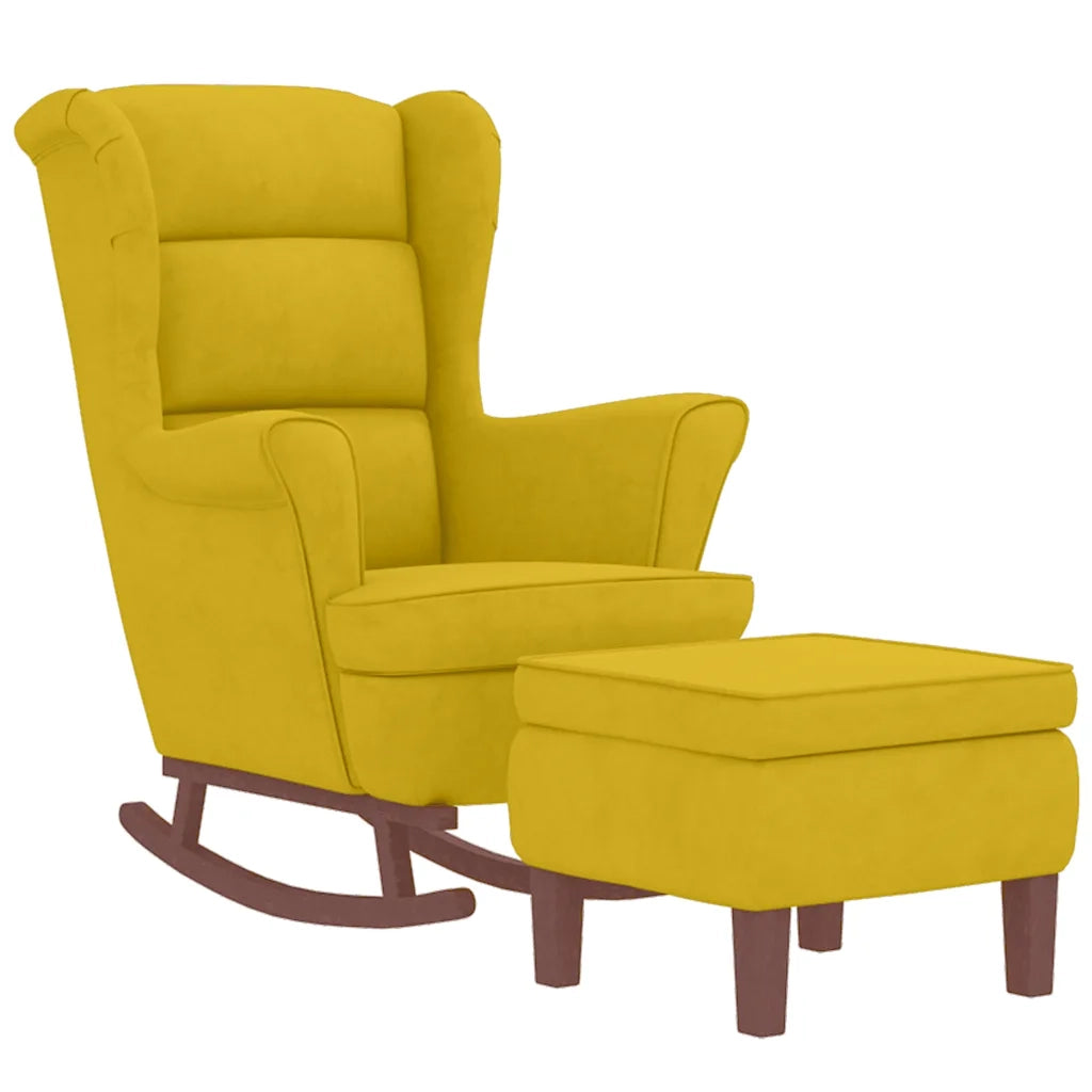 Sedia a dondolo con schienale alto in velluto giallo CFW1485724