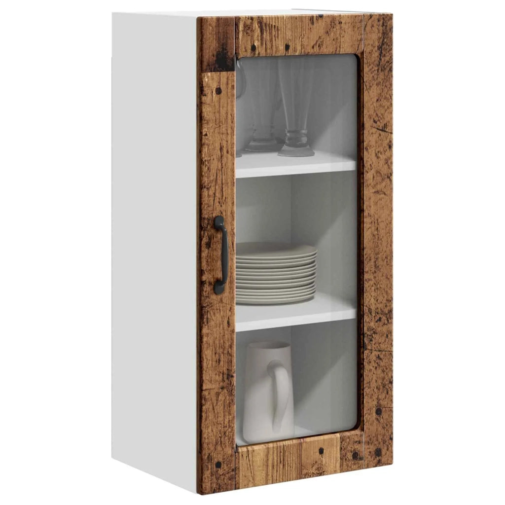 Pensile da cucina | Mobile in vetro da parete LUCCA 2 pz Legno antico