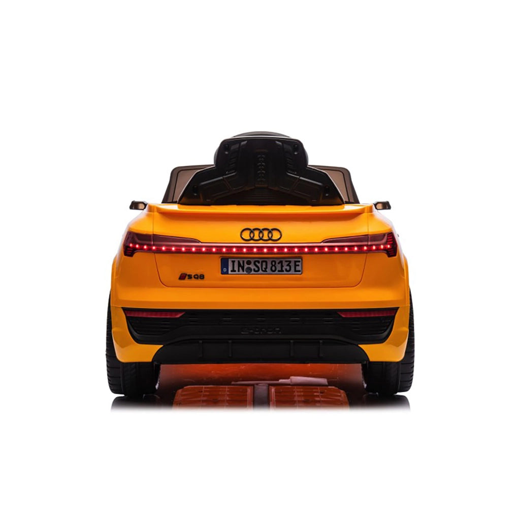 Macchina Elettrica per Bambini 12V Licenza Ufficiale Audi SQ8 E-Tron con Telecomando e Sedile Pelle Giallo