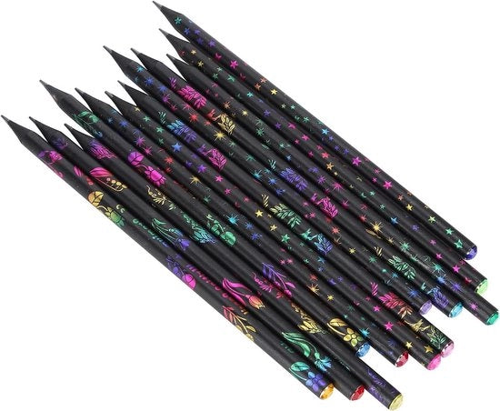Set di 12 matite per disegno e schizzo con matite in legno di Blackwood e perline di vetro
