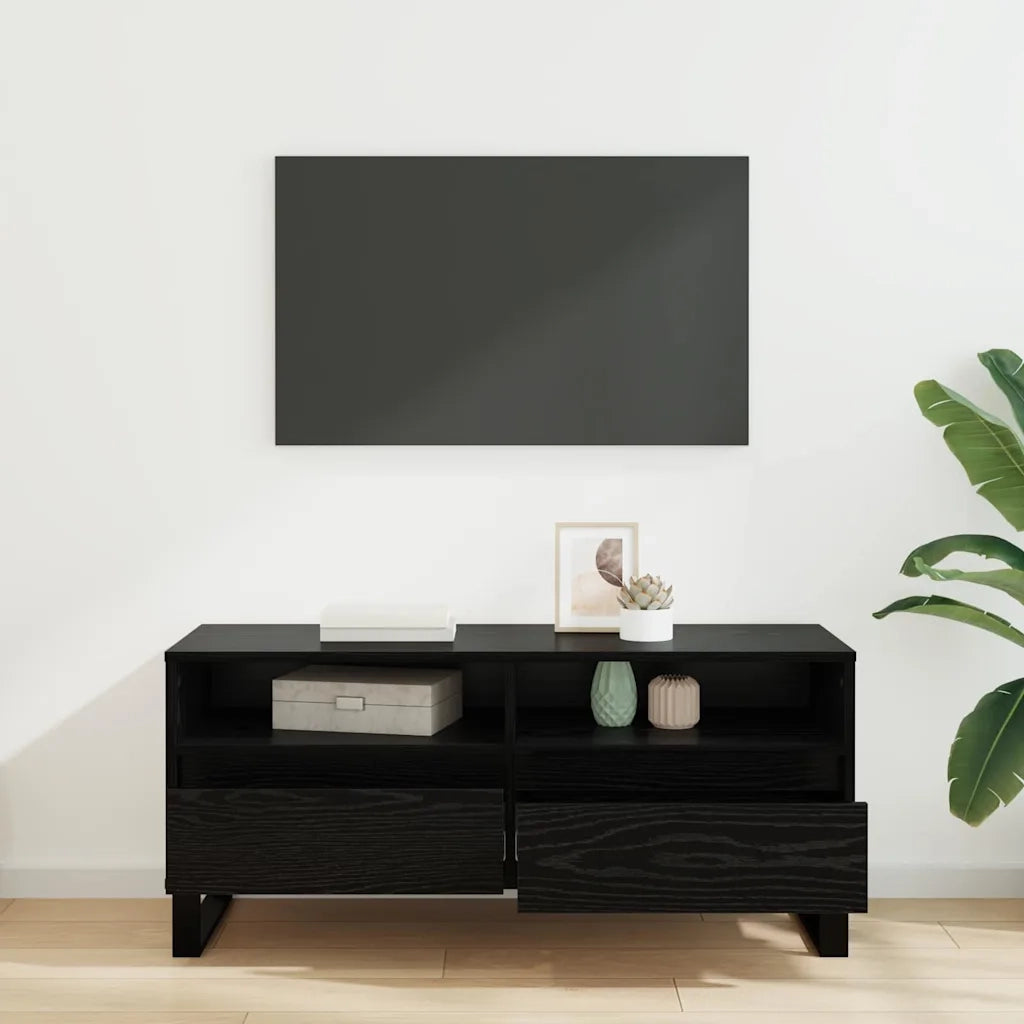 Mobile TV con cassetto Rovere Nero 100 x 34,5 x 44,5 cm 881788
