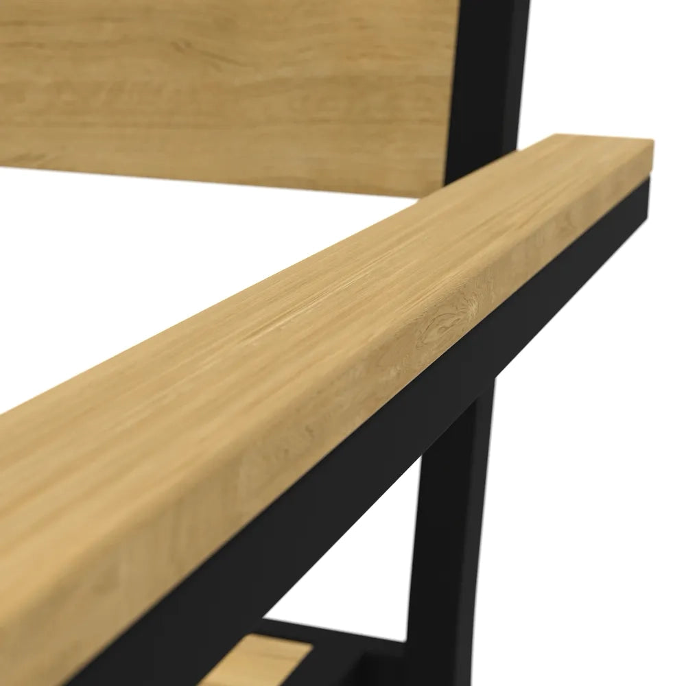 Sedia da esterno a doghe in polywood nera | Camir