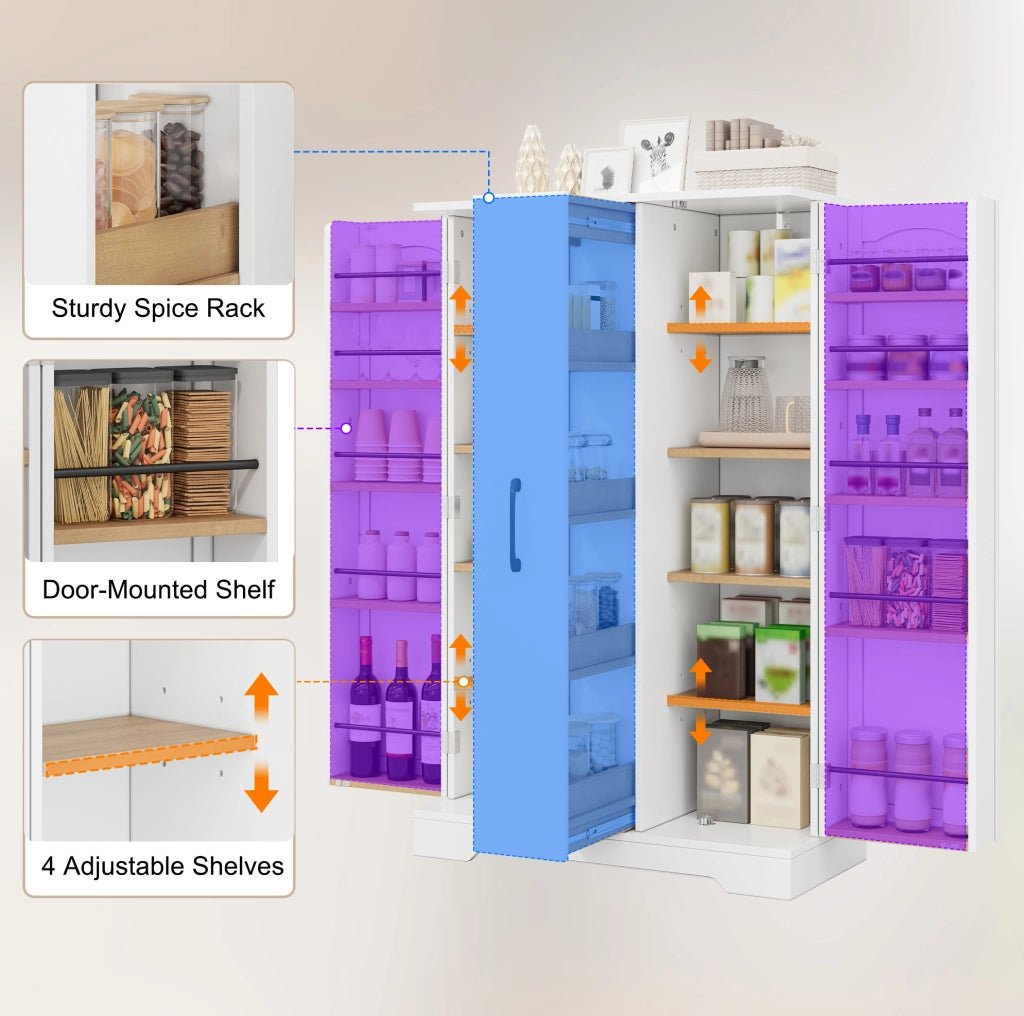 Armadio da cucina con porta spezie e cassetto verticale; 120 x 78 x 35 cm; MDF bianco