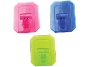 GANCI GIGANTI ADESIVI IN PLASTICA TRASPARENTI COLORI ASSORTITI- - mm.59x78h. - 25 pezzi