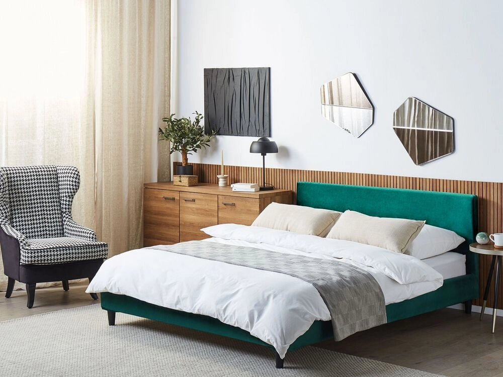 Letto 160 x 200 cm telaio a doghe in velluto grigio contemporaneo