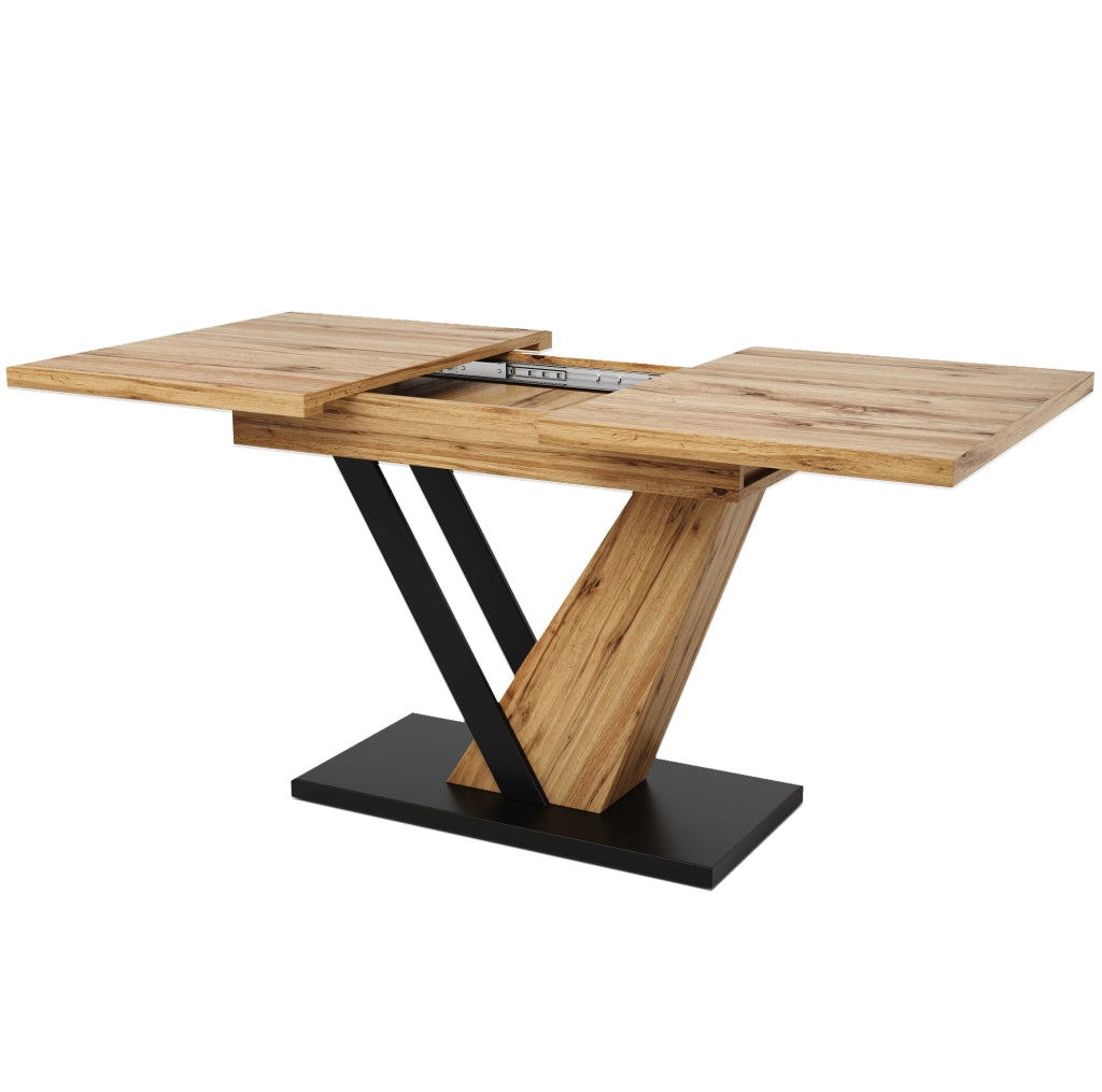 Tavolo da pranzo 120x75x75.5 cm; estensibile fino a 160 cm; MDF e metallo; colore naturale