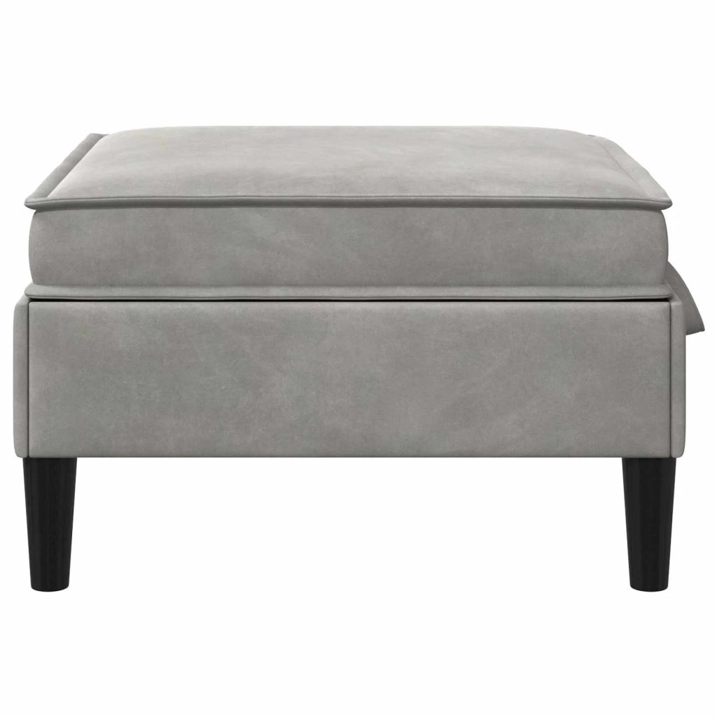 Pouf con Storage Grigio Chiaro Velluto