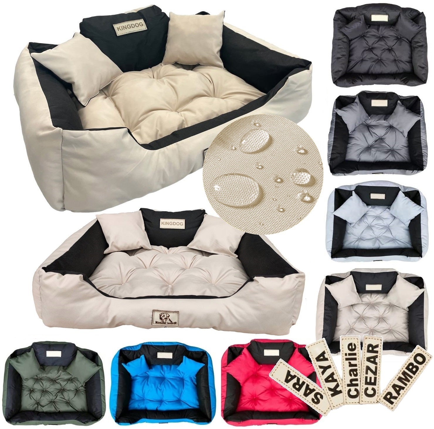 AIO FACTORY 130x105 cm KINGDOG Cuccia per cani impermeabile personalizzabile Beige