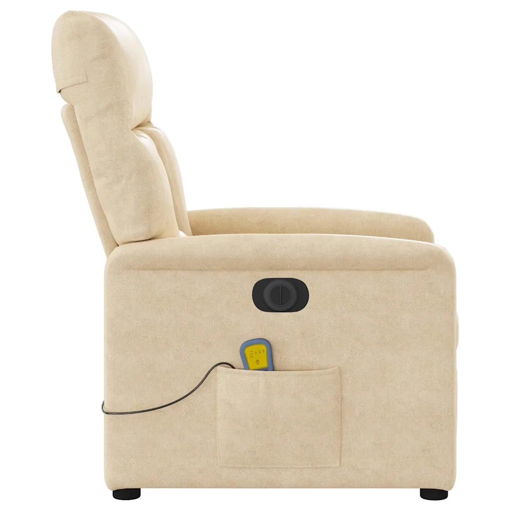 Poltrona Reclinabile Massaggiante Elettrica Crema Microfibra 3303084