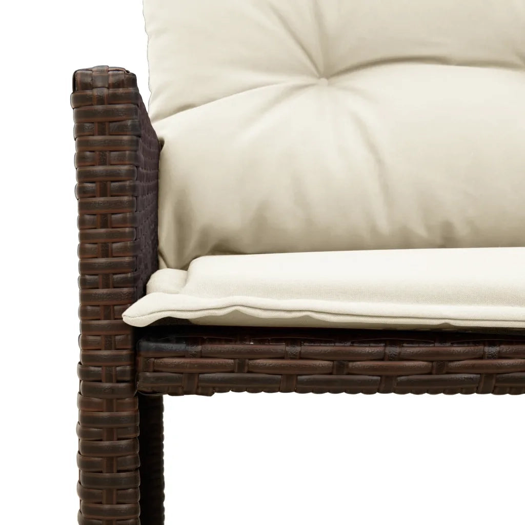 Divano da Giardino con Tavolo e Cuscini a L-Sofa da Giardino-Divano da esterno Marrone Polyrattan 907226