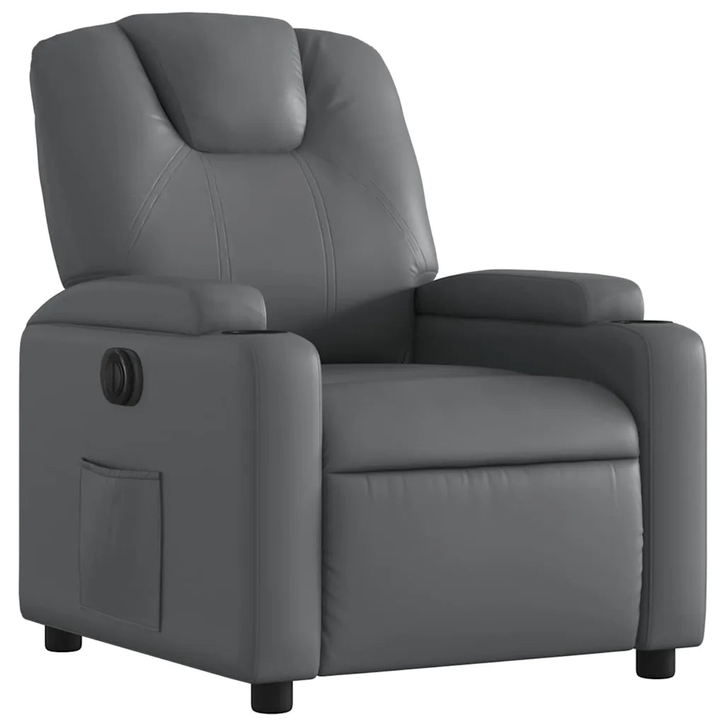 Poltrona Reclinabile Elettrica Grigia in Similpelle 3204419