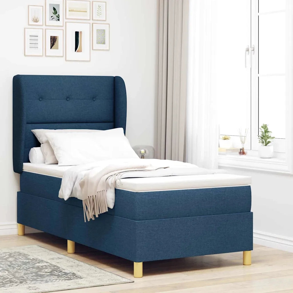 Letto a molle con materasso Blu 200 x 90 cm Tessuto 3340738