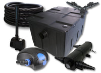Set filtro per laghetto da 60000l Chiarificatore 36W Pompa ECO 100W Tubo 25m Pompa da fontana