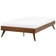 Letto matrimoniale in frassino scuro e MDF 120 x 200 cm Rete a doghe Stile minimalista scandinavo