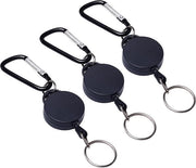 Cintura per Chiave 3 pezzi - Rullo di Chiave in Nylon - Corda Estendibile - Ospita Badges di Identificazione - Nero e Duraturo