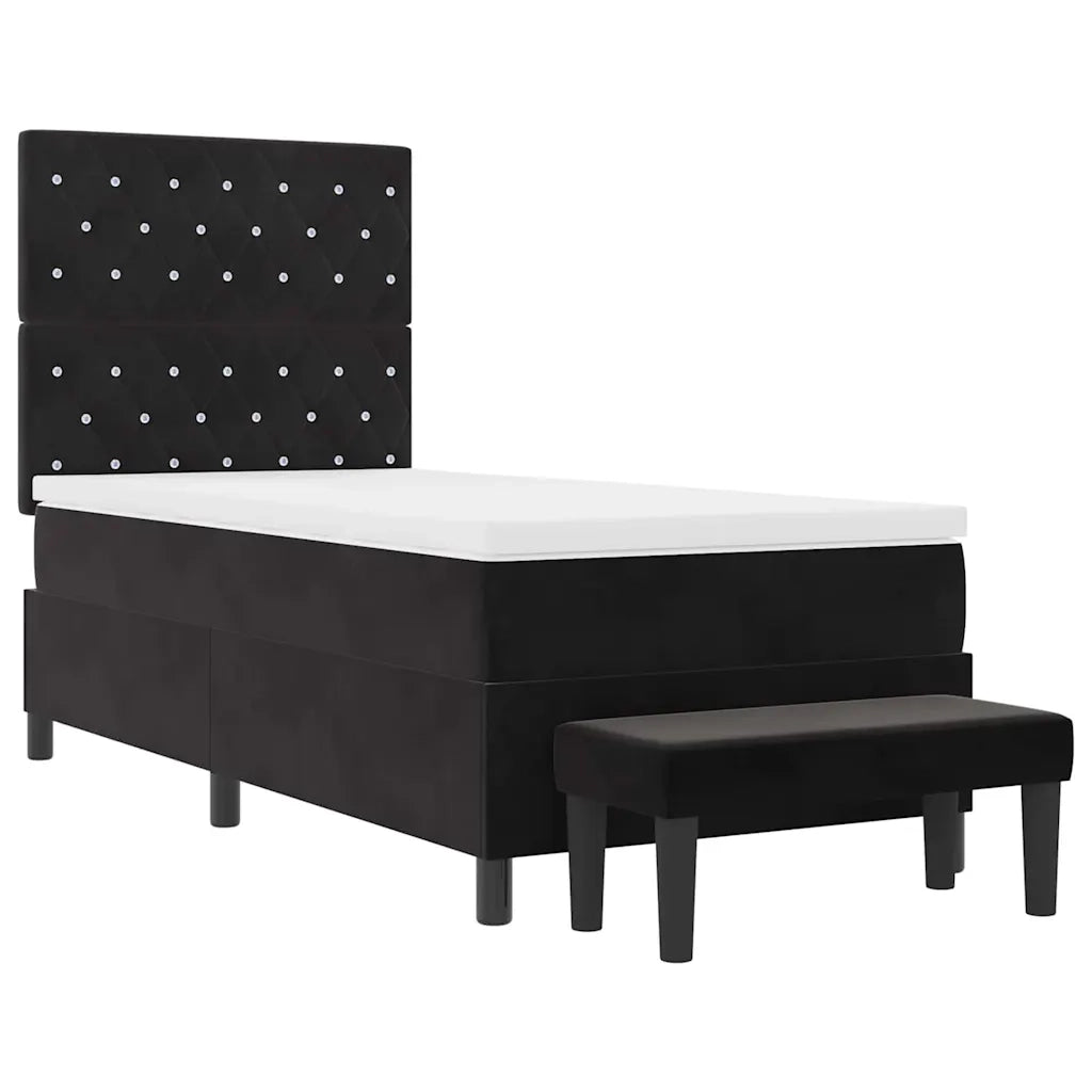 Letto a molle con materasso Nero 100 x 200 cm Velluto 3344428