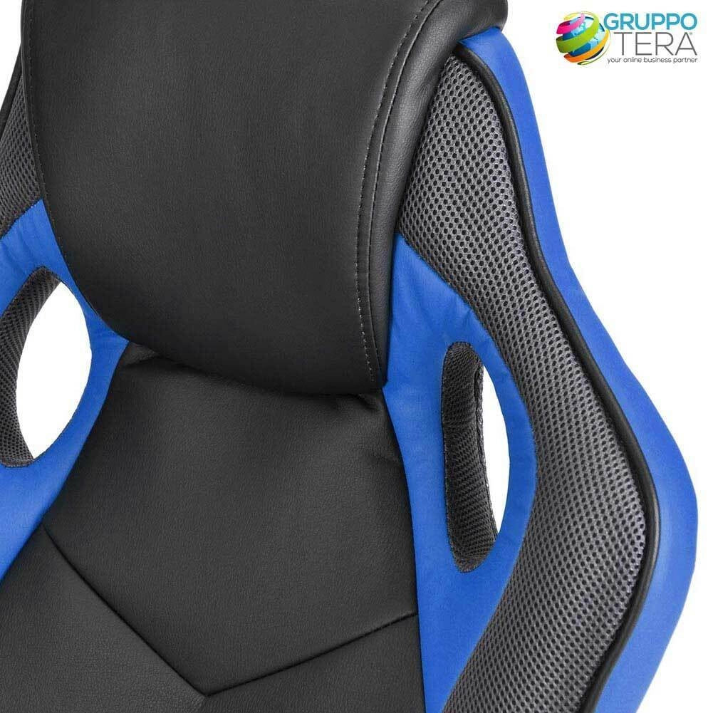 Sedia Gaming Poltrona da Ufficio Direzionale Ruote Girevoli Sportiva Racer Blu